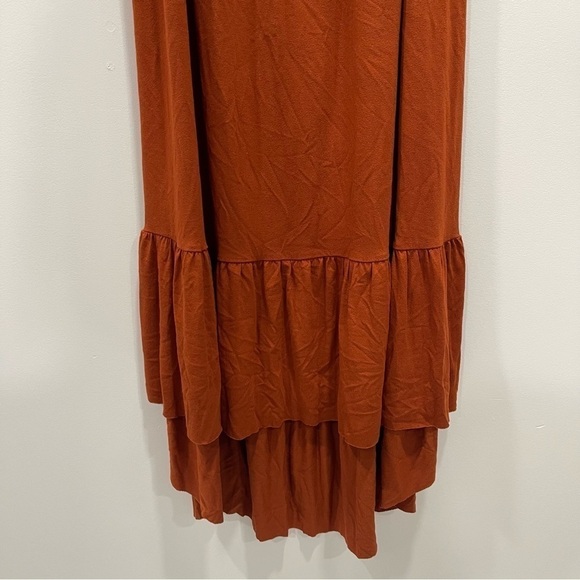 Apricot Lane Boutique Ruffle Hem High Lo Dress in Rust Small - Picture 4 of 9